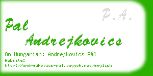 pal andrejkovics business card